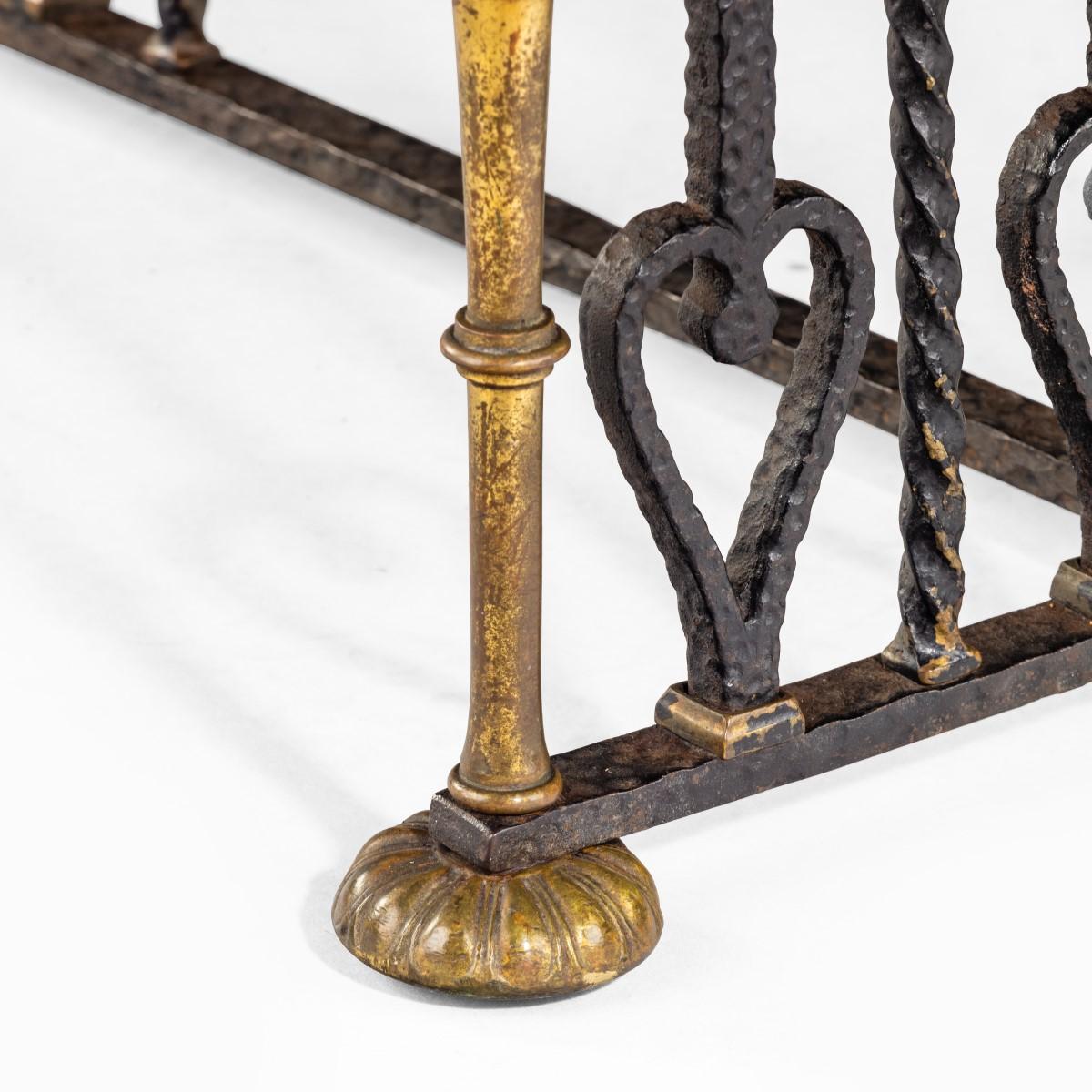 Long Parcel Gilt Wrought Iron Stool Attributed to Oscar Bach In Good Condition In Lymington, Hampshire