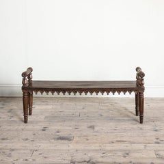 Long Regency Oak Hall Bench, in the Manner of Bullock