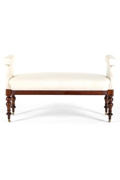 A Long Scottish Pine Window Seat or Bench Seat With Upholstered Seat In Calico
