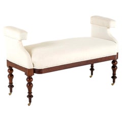 A Long Scottish Pine Window Seat or Bench Seat With Upholstered Seat In Calico