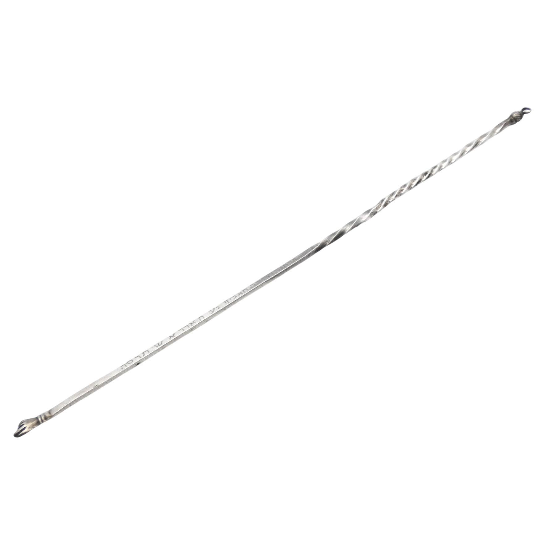 A Long Silver Turkish Torah Pointer, 1905. Judaica yad