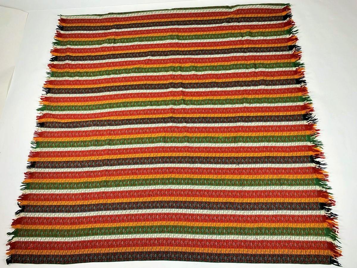 Brown A Long Striped Paisley Shawl with Bayadère Decor - France Circa 1870 For Sale