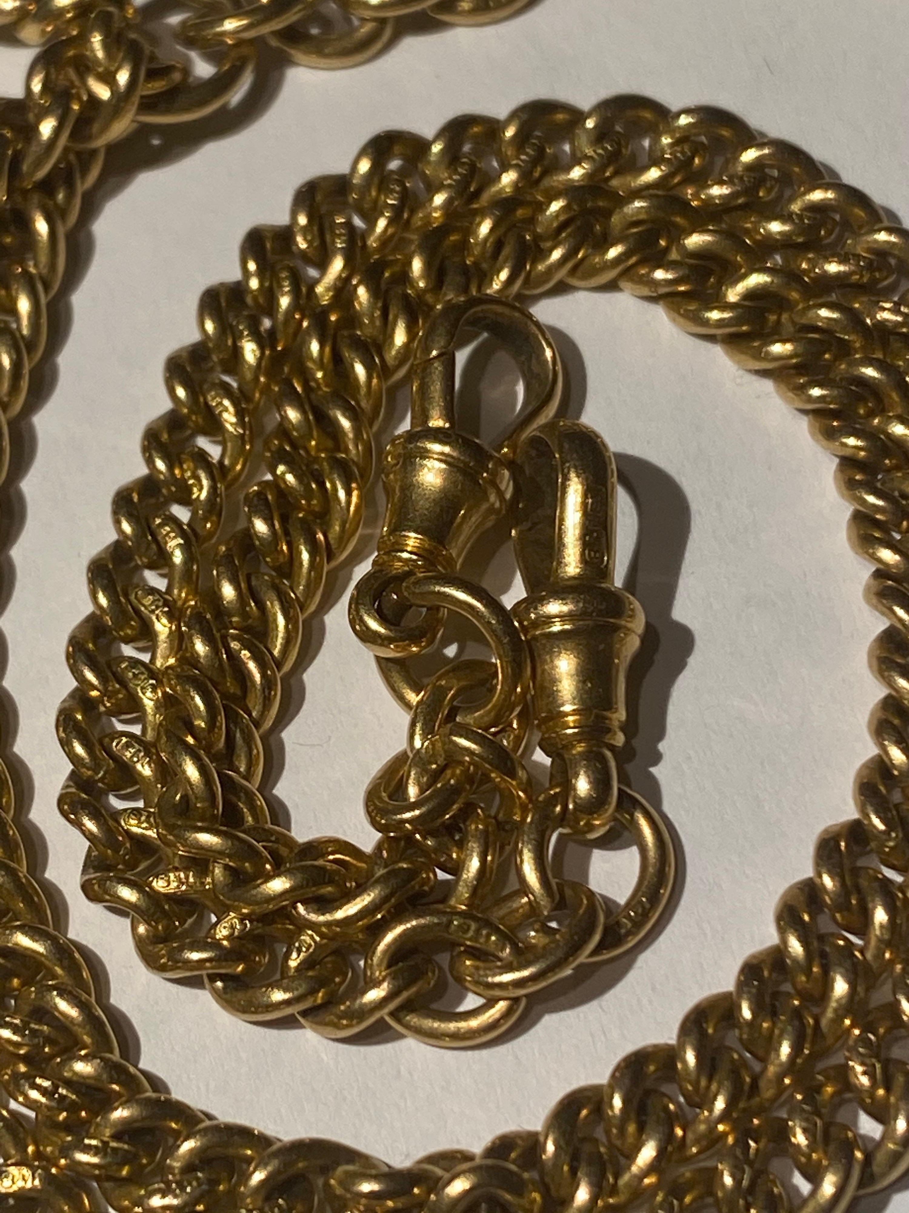 Long Victorian Antique 18 Carat Yellow Gold Double Albert Watch Chain 7