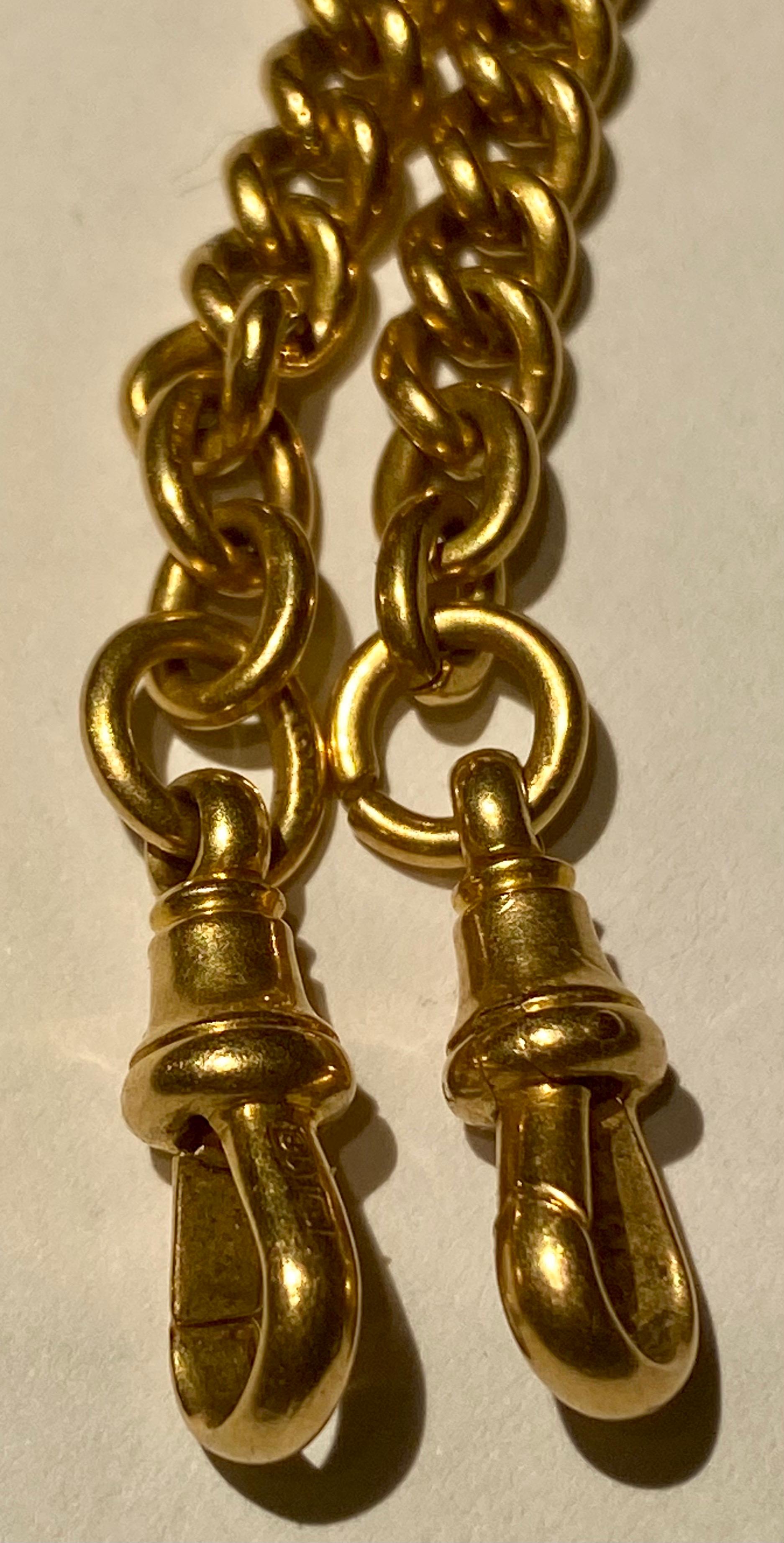 Long Victorian Antique 18 Carat Yellow Gold Double Albert Watch Chain 9