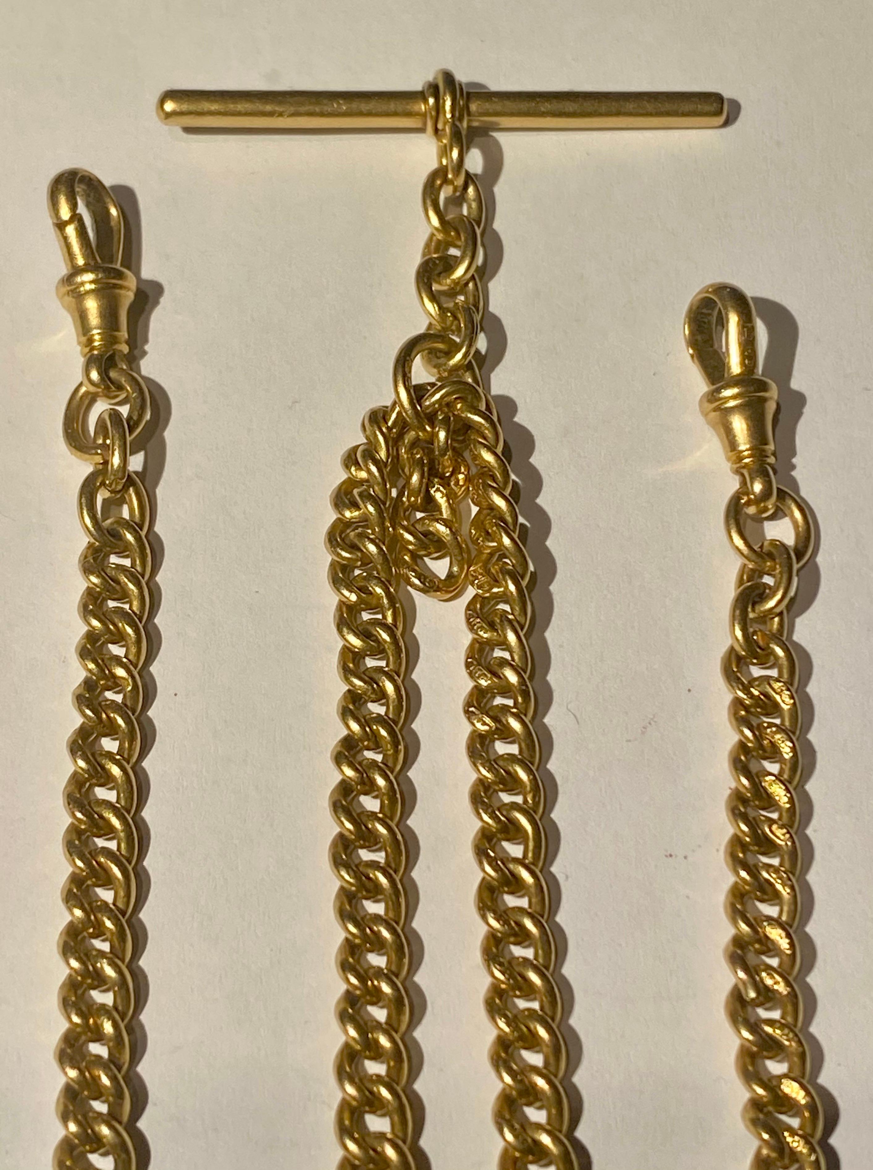 Women's or Men's Long Victorian Antique 18 Carat Yellow Gold Double Albert Watch Chain