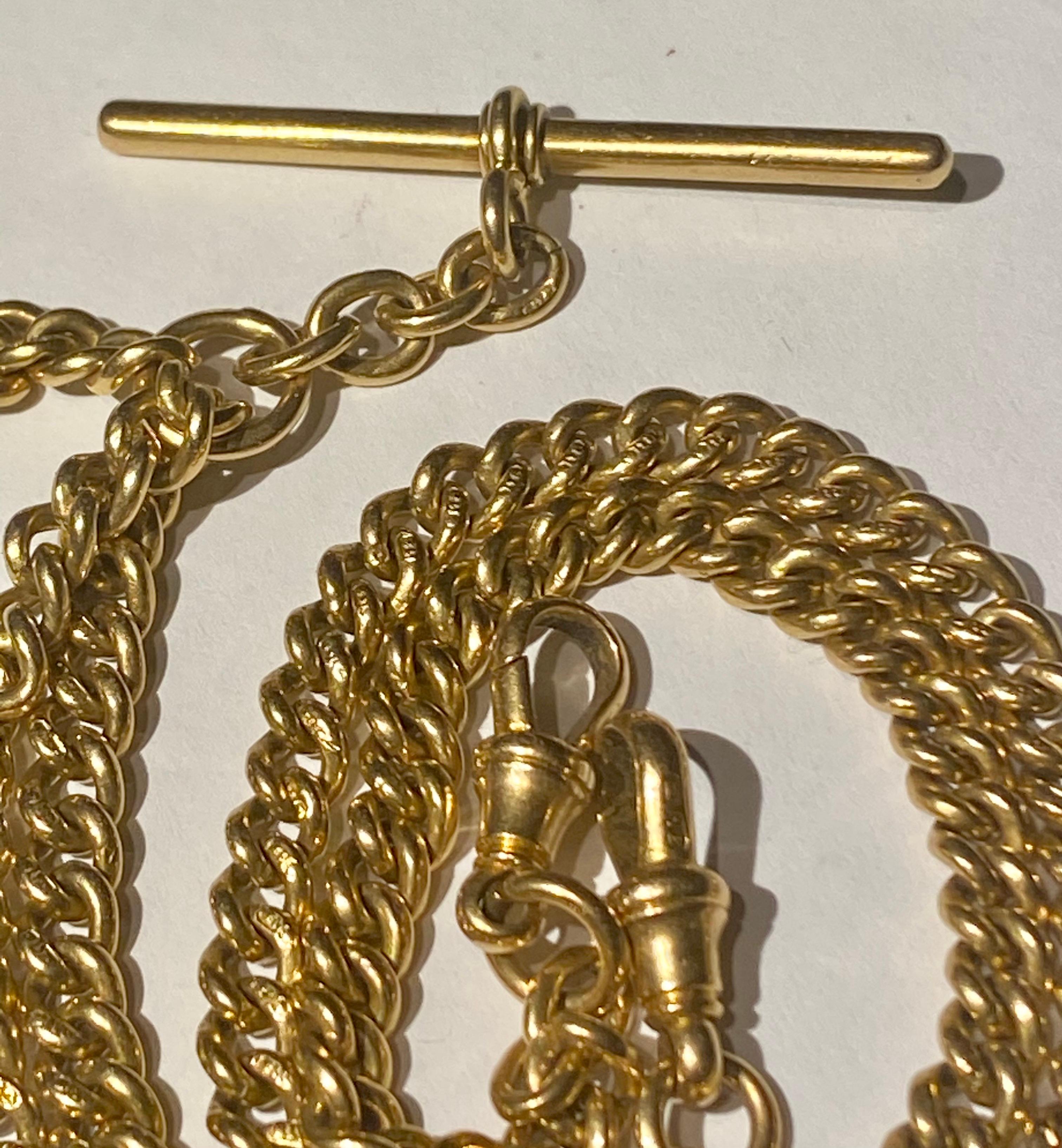 Long Victorian Antique 18 Carat Yellow Gold Double Albert Watch Chain 2