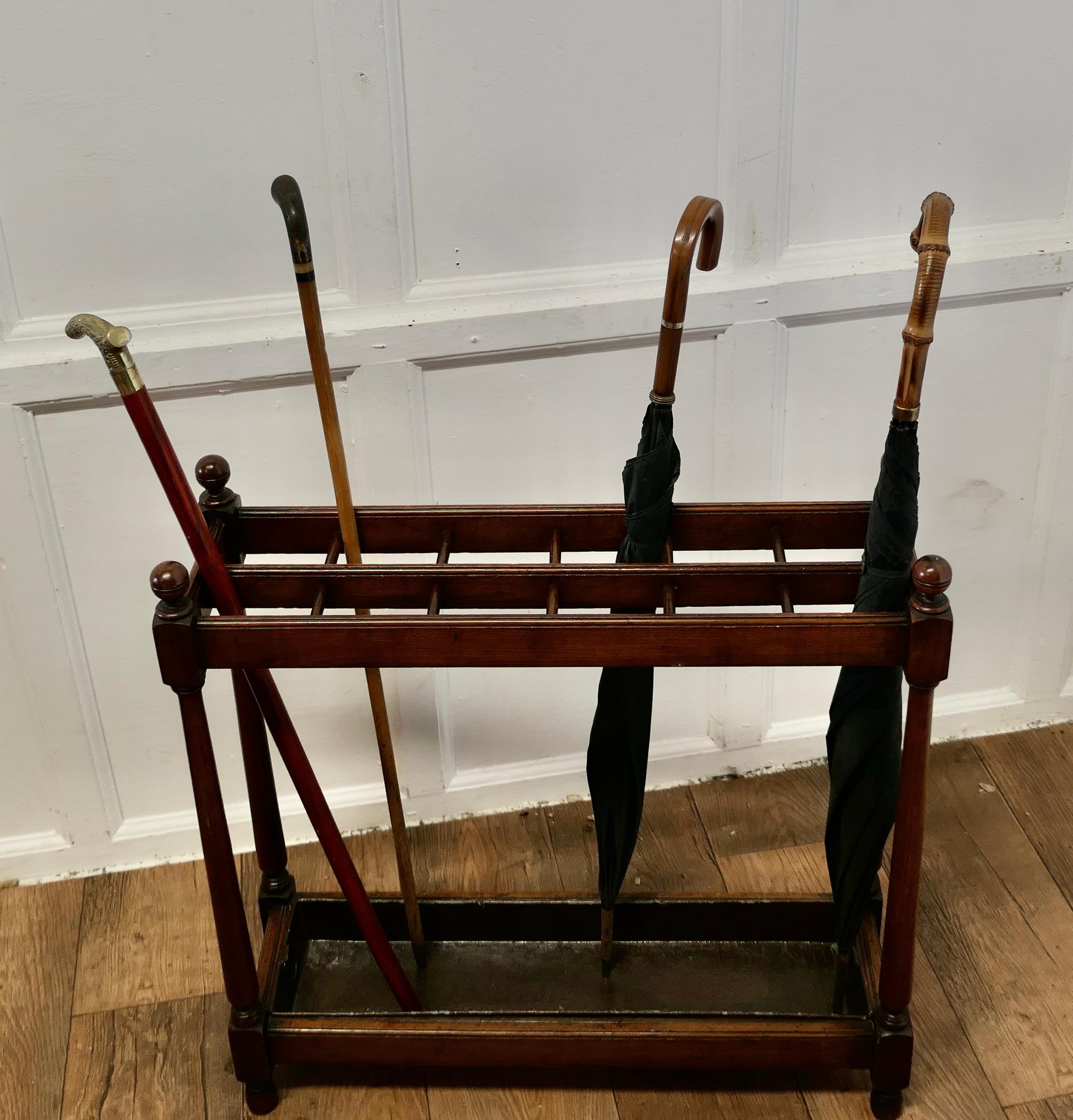 A Long Walnut Stick Stand or Umbrella Stand  This is a good Umbrella stand, it i For Sale 1