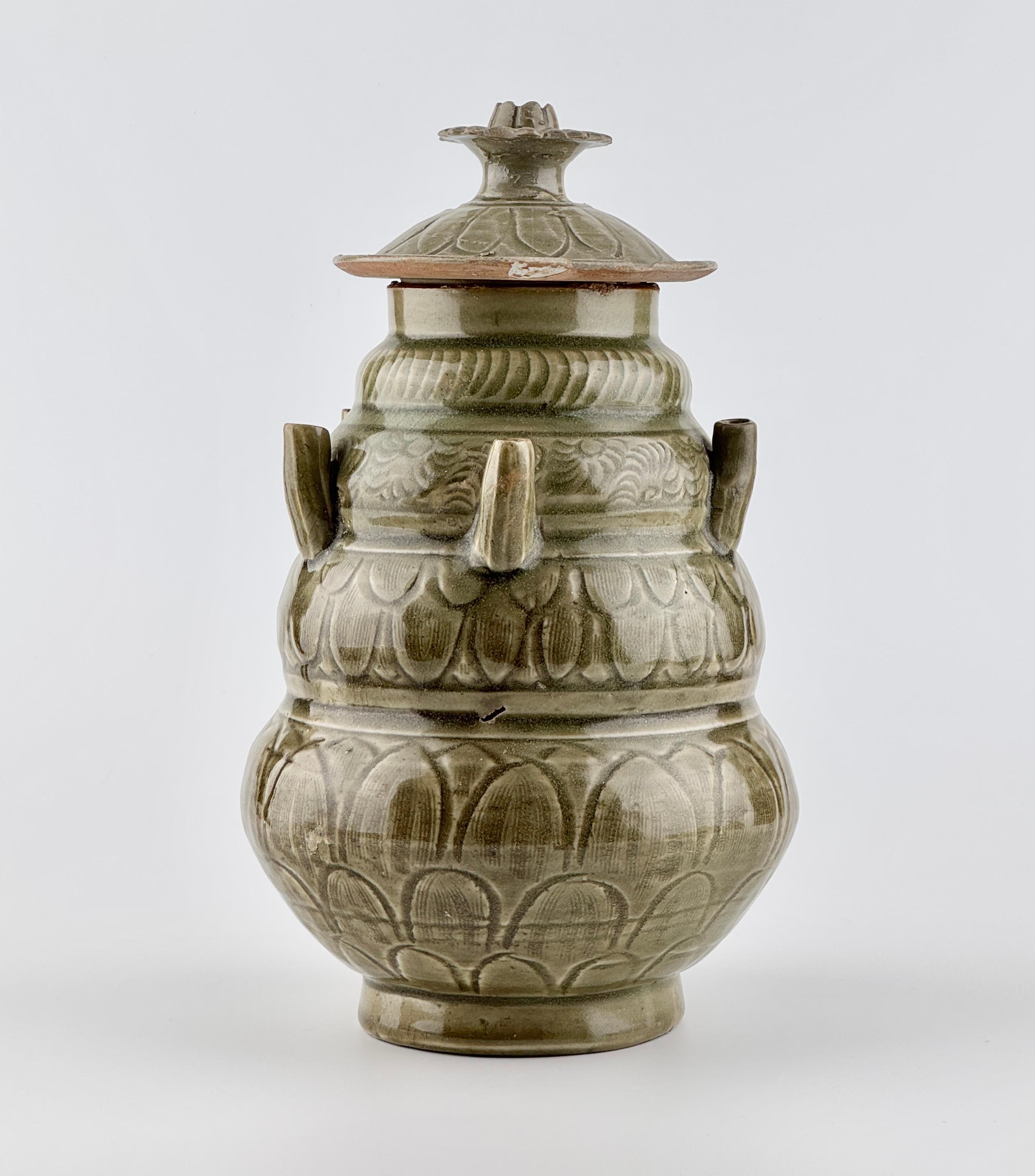 Hong Kong A Longquan Celadon Five-spouted Jar, Northern Song Dynasty (960~1127) For Sale