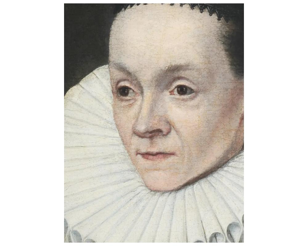 A Lorenz Strauch Oil Painting Of A Noblewoman, CA. 1613 Renaissance Old Master In Good Condition For Sale In New York, NY