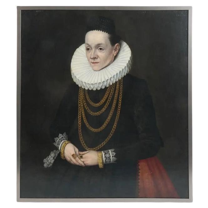 A Lorenz Strauch Oil Painting Of A Noblewoman, CA. 1613 Renaissance Old Master For Sale