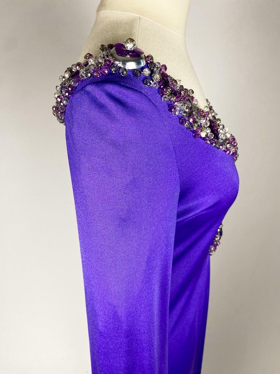 A Loris Azzaro Couture Purple Jewellery Evening Dress Circa 1970-1975 8