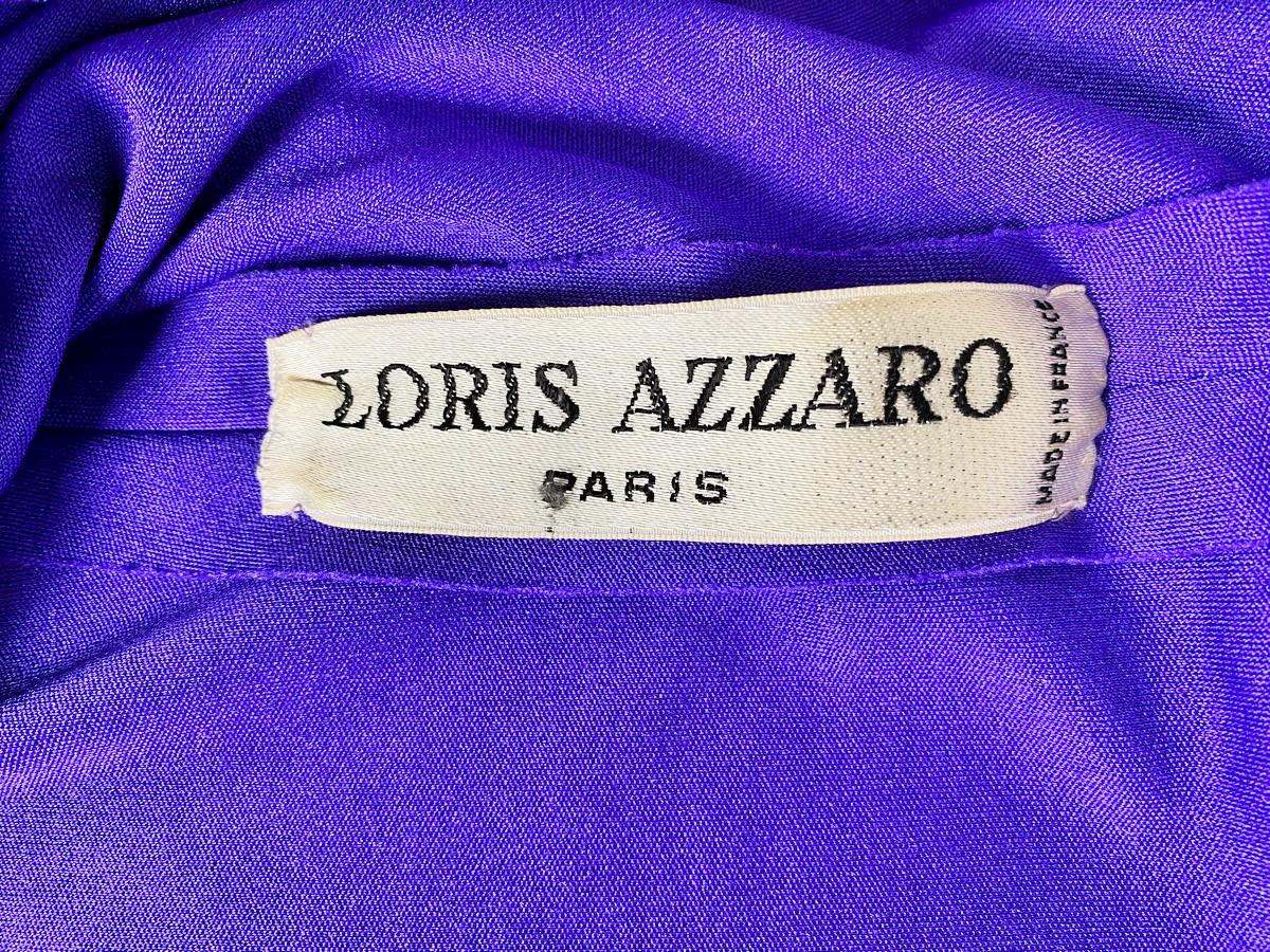 A Loris Azzaro Couture Purple Jewellery Evening Dress Circa 1970-1975 In Good Condition In Toulon, FR