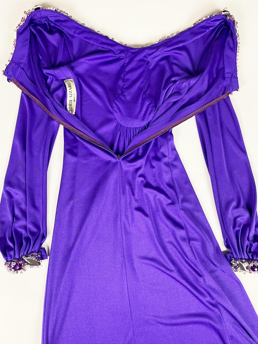 Women's A Loris Azzaro Couture Purple Jewellery Evening Dress Circa 1970-1975