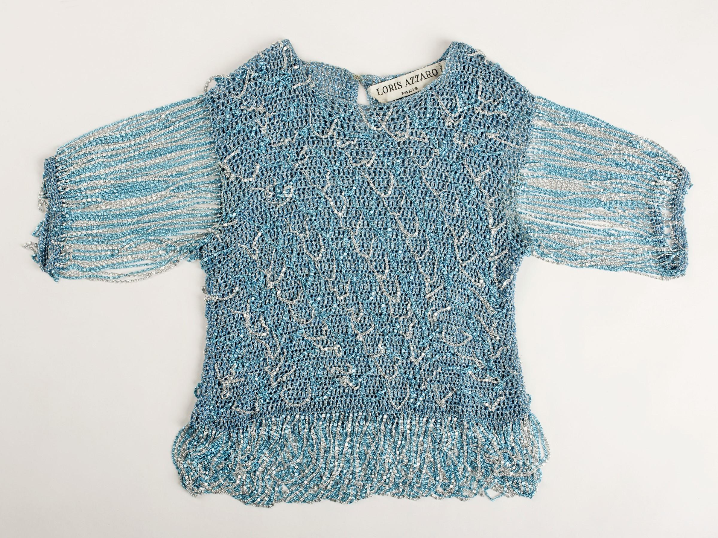 Top Loris Azzaro Couture en Lurex et chaînes en argent - Français Circa 1970 Pour femmes en vente