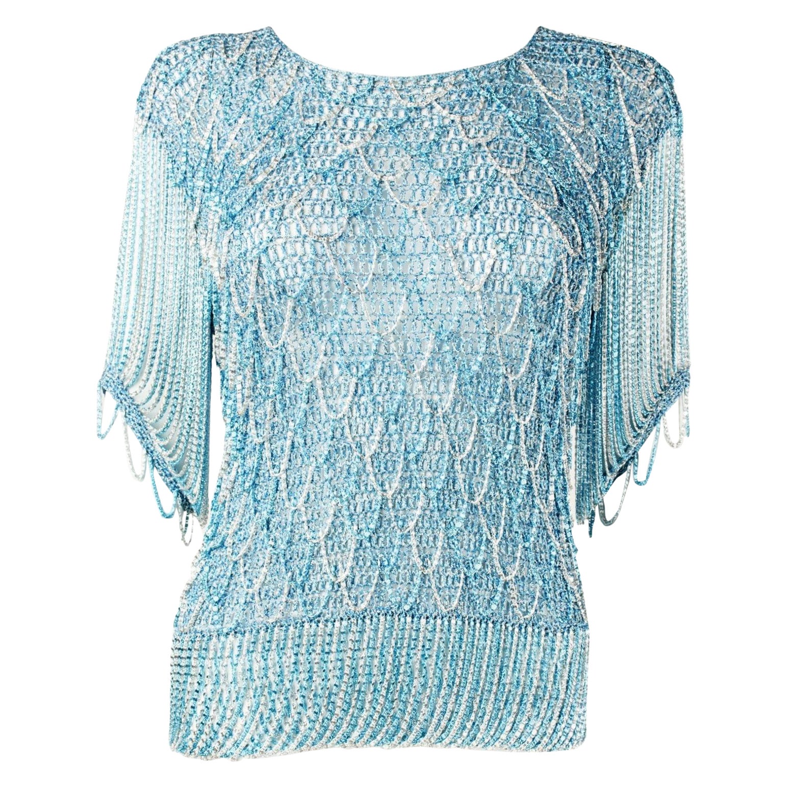 Top Loris Azzaro Couture en Lurex et chaînes en argent - Français Circa 1970 en vente