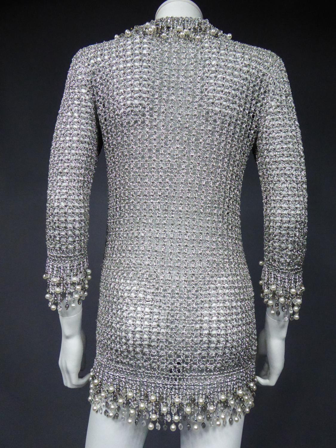 A Loris Azzaro Evening Jacket in Silver Lurex Embroidered with Pearls Circa 1970 10