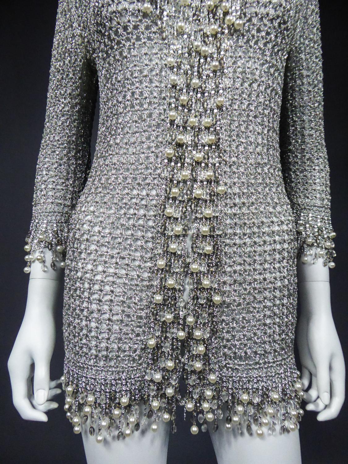 A Loris Azzaro Evening Jacket in Silver Lurex Embroidered with Pearls Circa 1970 1