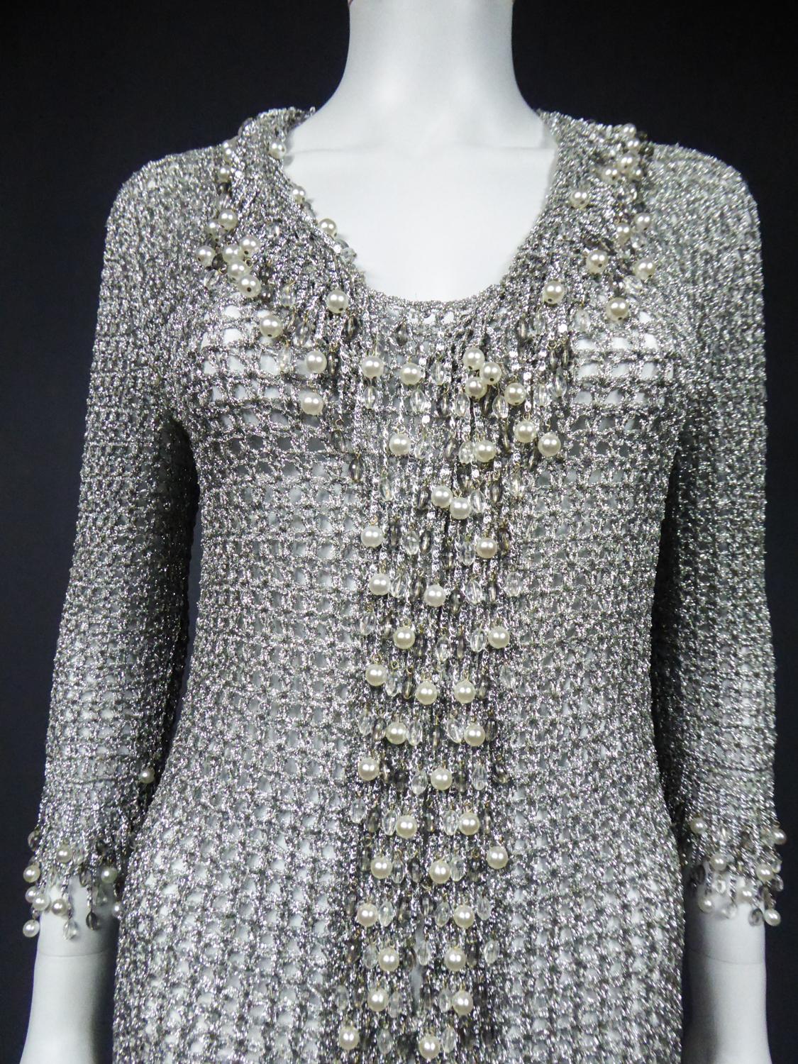 A Loris Azzaro Evening Jacket in Silver Lurex Embroidered with Pearls Circa 1970 2