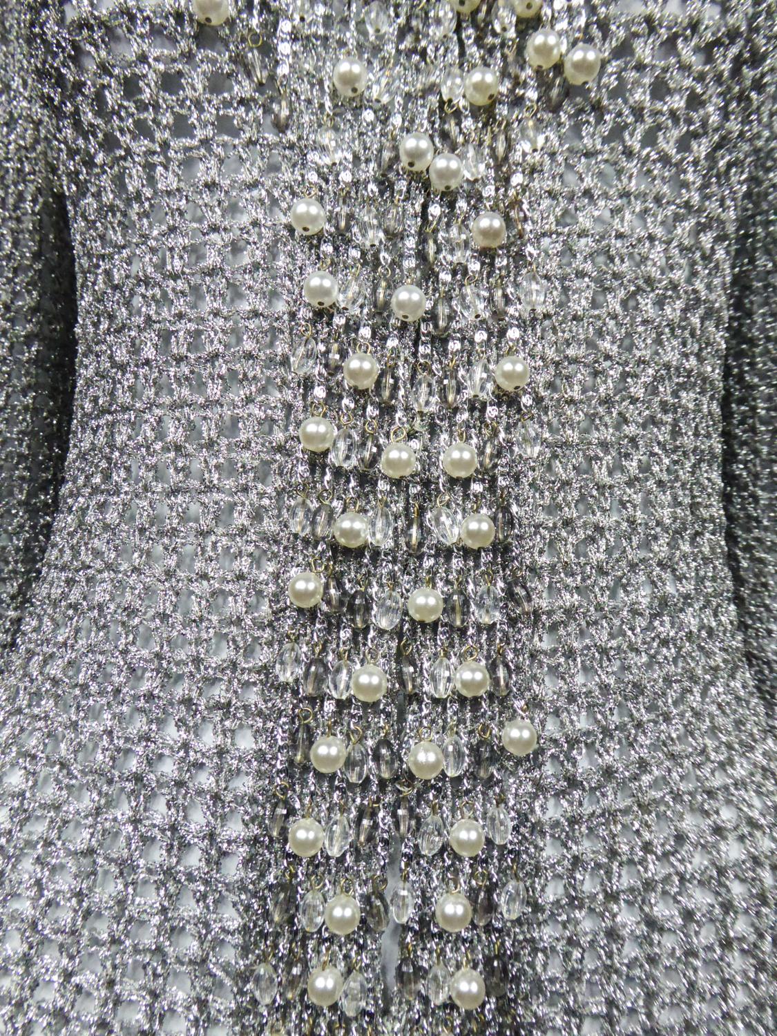 A Loris Azzaro Evening Jacket in Silver Lurex Embroidered with Pearls Circa 1970 4