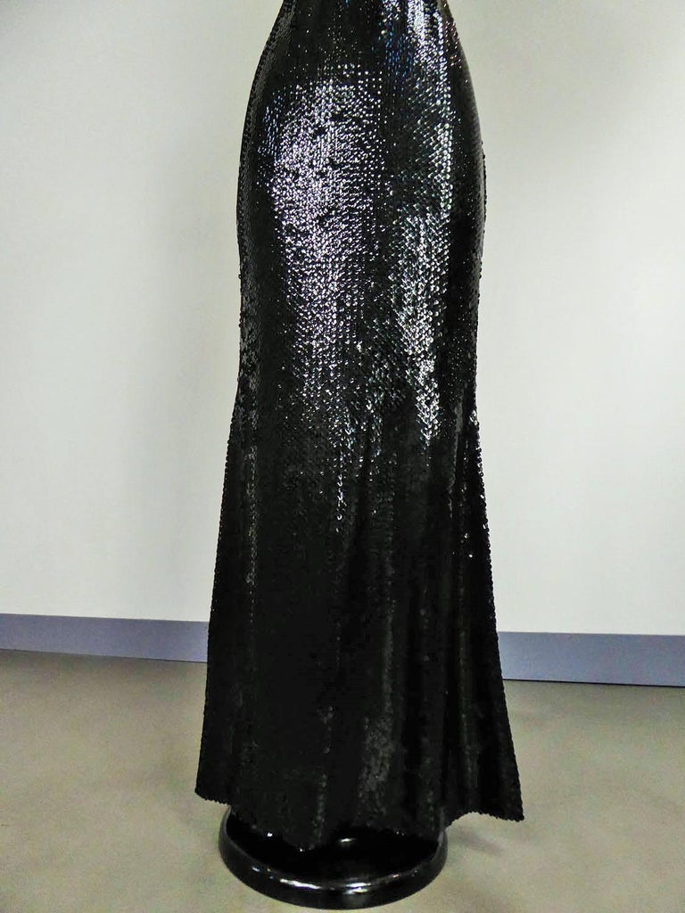 Black A Loris Azzaro Couture Embroidered Sequins Evening Dress Circa 1970/1980 For Sale