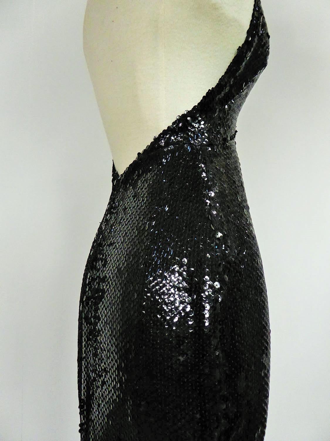 Women's A Loris Azzaro Couture Embroidered Sequins Evening Dress Circa 1970/1980 For Sale