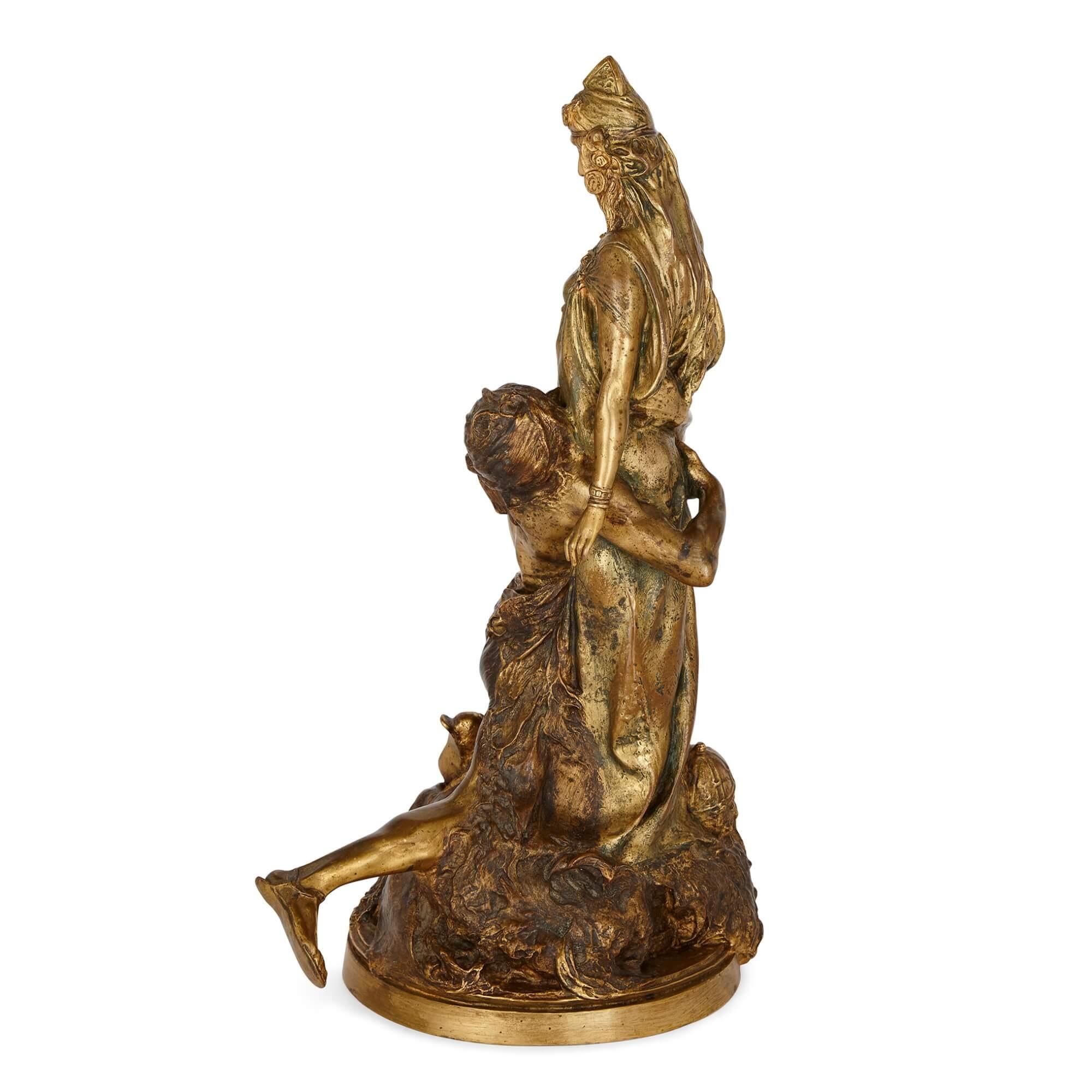 Neoclassico Scultura in bronzo a cera persa di Théodore Rivière, intitolata 