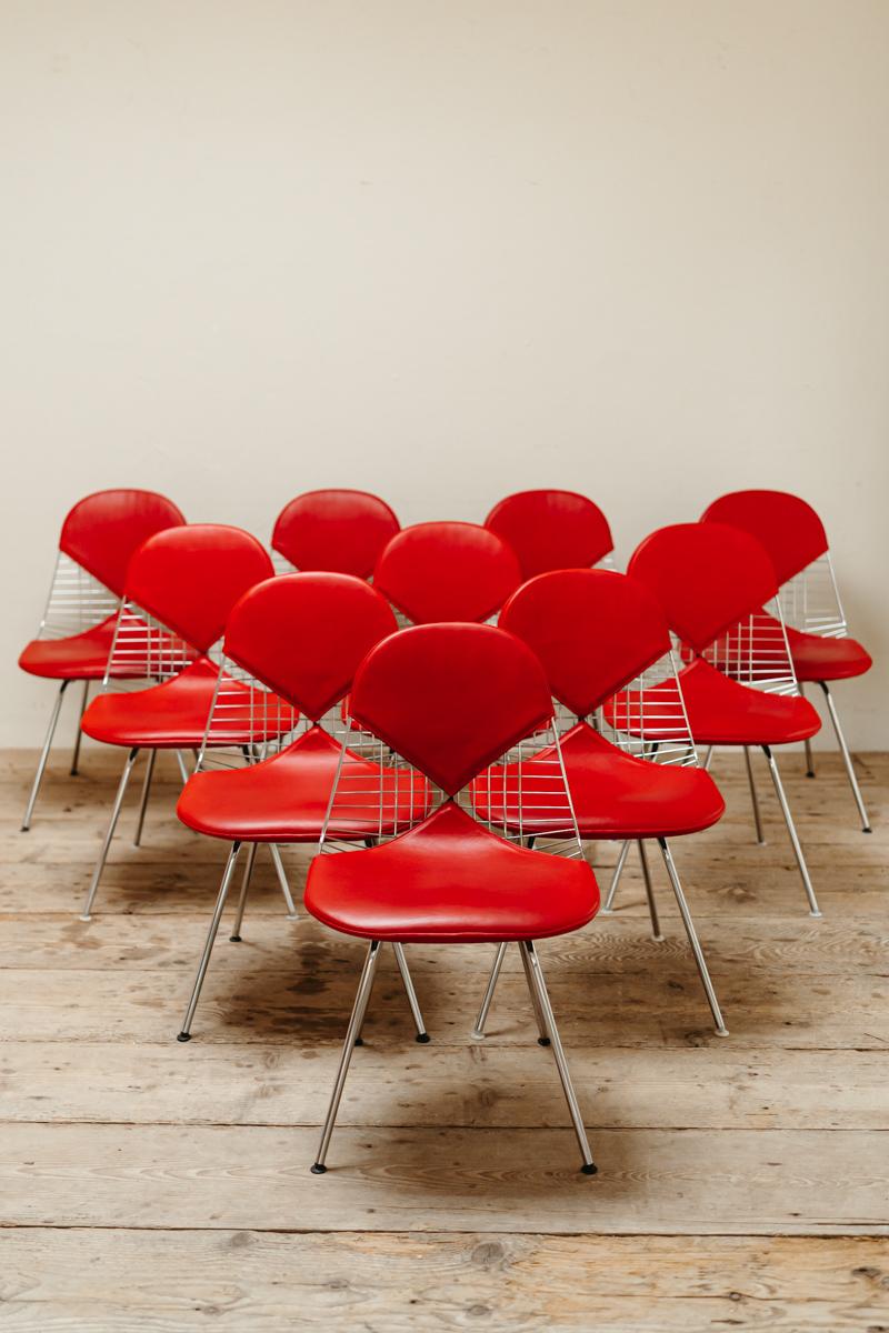 the picture shows 10 fabulous  bikini chairs, but I have more available, if you want to purchase 4, 6, 8 or 12 chairs, possible to. 
these icons of Mid-century Modern design will look incredible around your Mid-Century Modern table. And if you don't