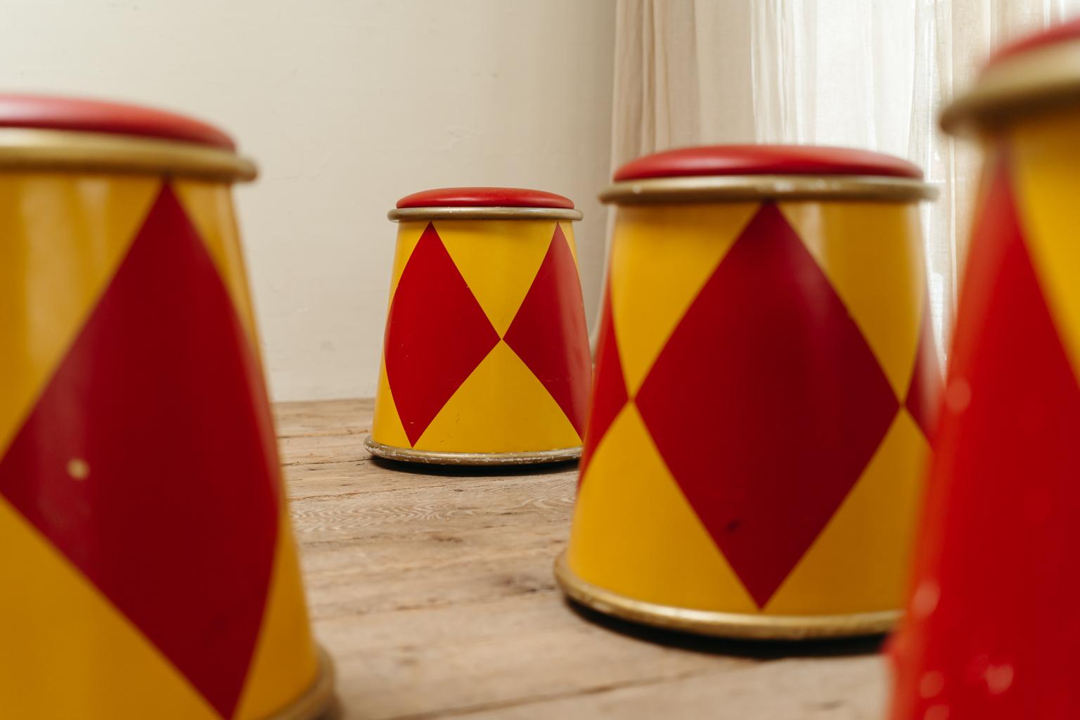 French Lot of Twelve 1980's Circus Stools