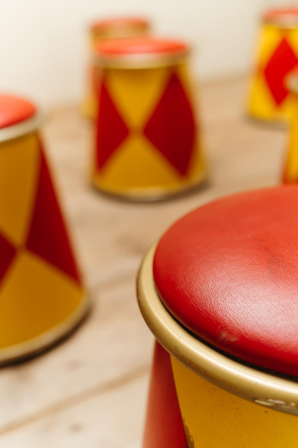 Metal Lot of Twelve 1980's Circus Stools