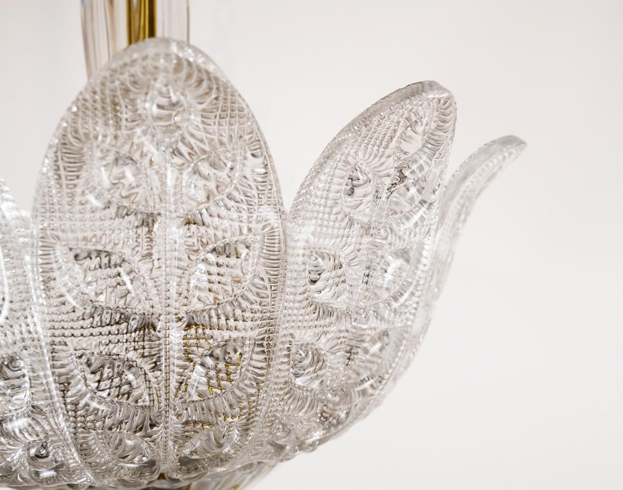 Metà XX secolo Ciondolo da soffitto a forma di loto di Carl Fagerlund per Orrefors in vendita