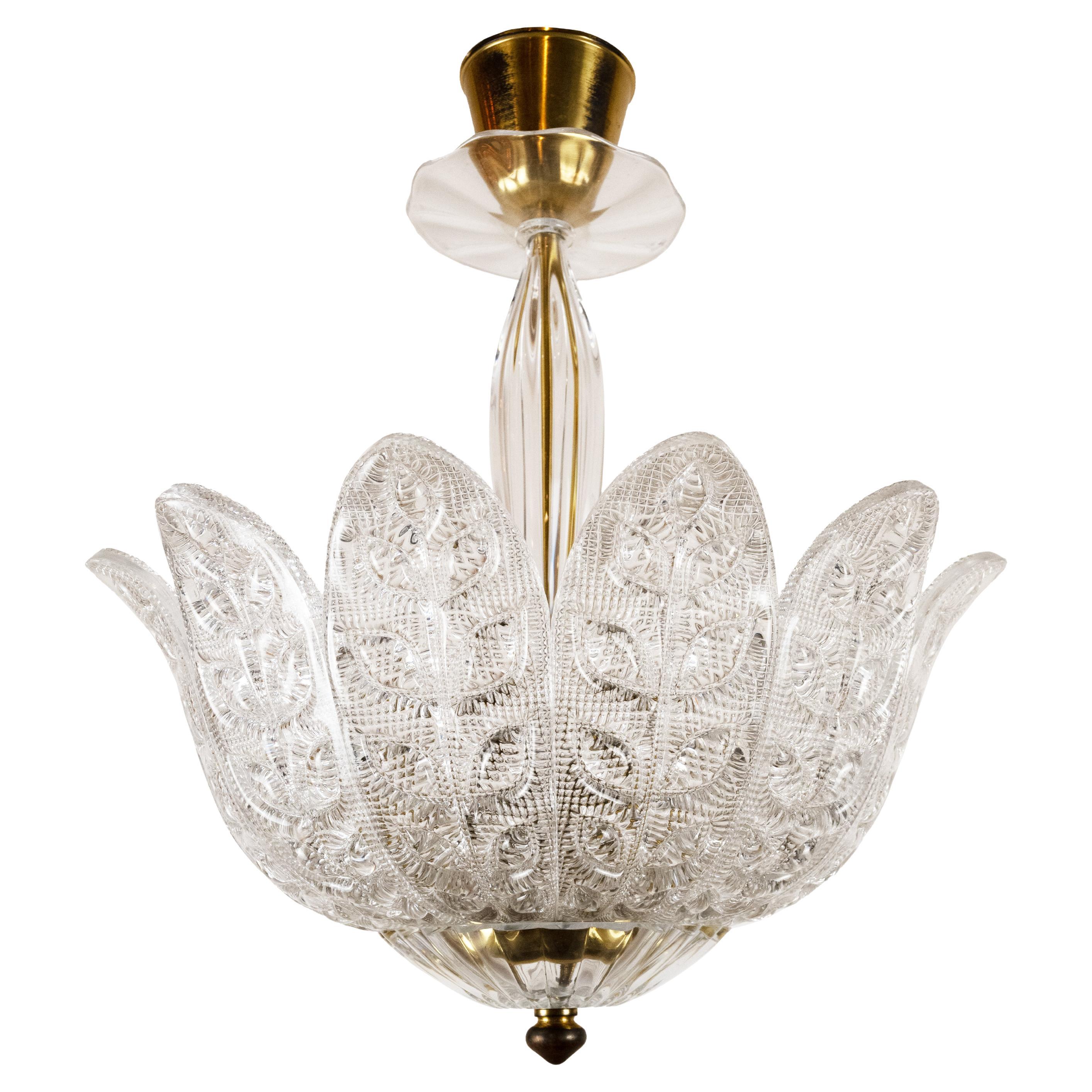 A Lotus-Form Ceiling Pendant by Carl Fagerlund for Orrefors