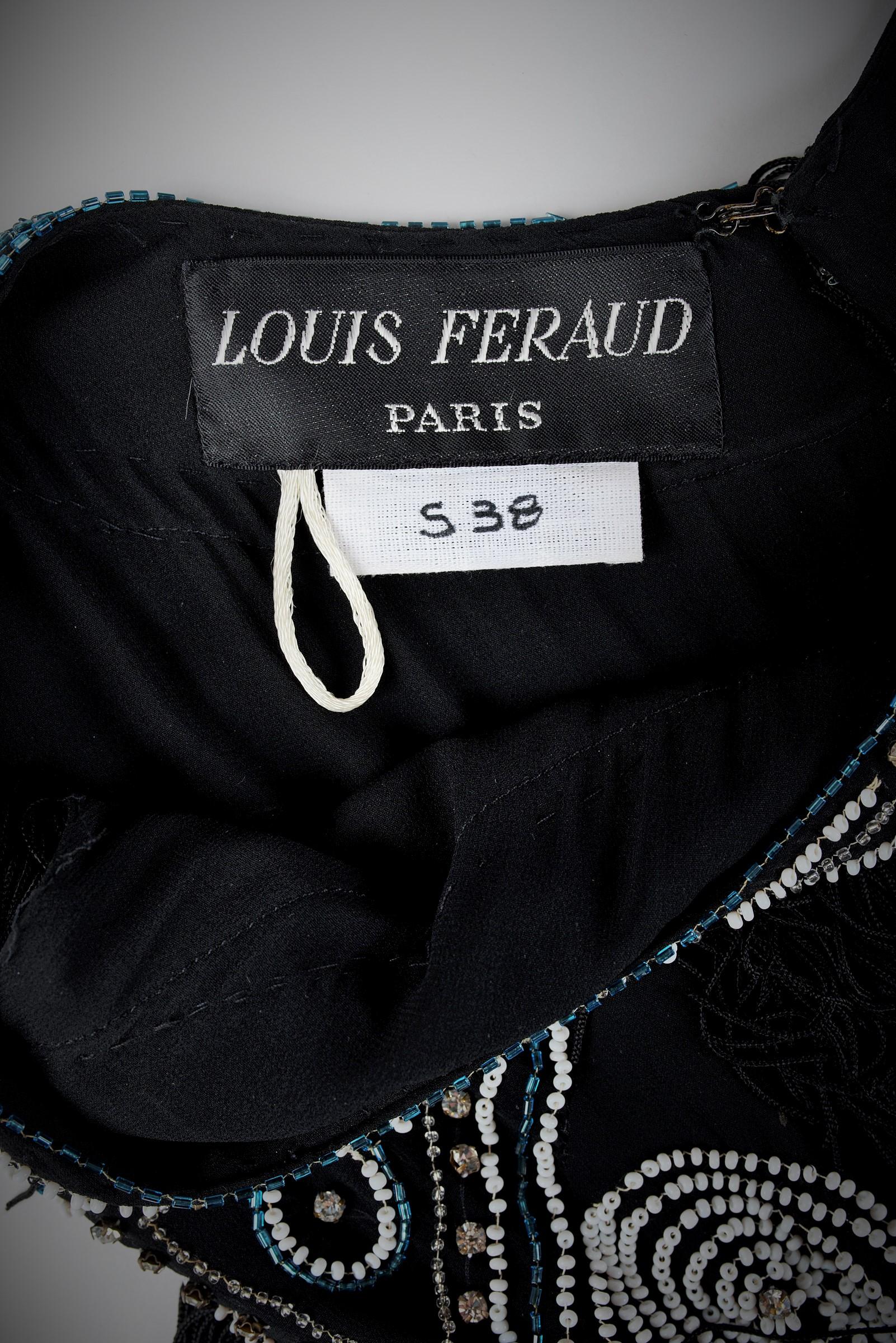 A Louis Féraud Couture Embroidered Evening Dress - Fall Winter 1979 In Good Condition For Sale In Toulon, FR