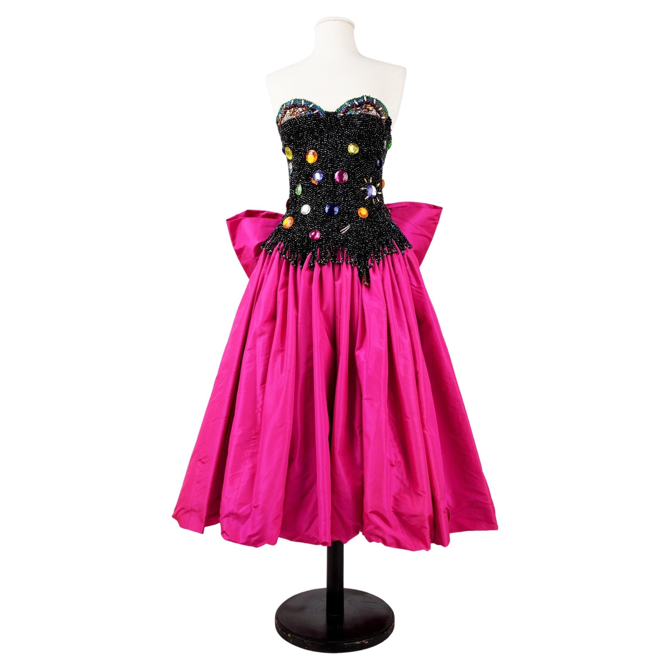 A Louis Féraud Couture Taffeta Evening Dress with beaded Bodice-Fall 1986-1987