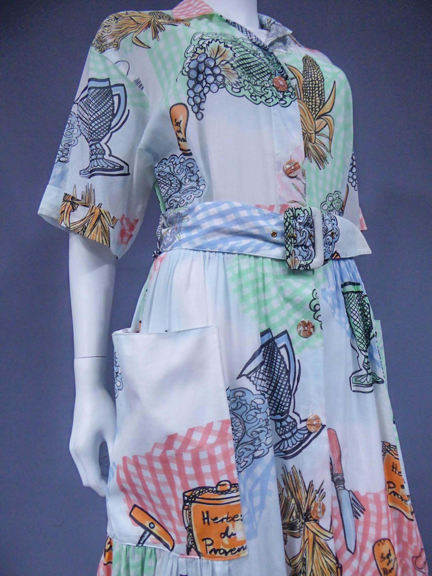 Louis Féraud Kleid aus bedrucktem Polyamide, ca. 1970 im Angebot 5