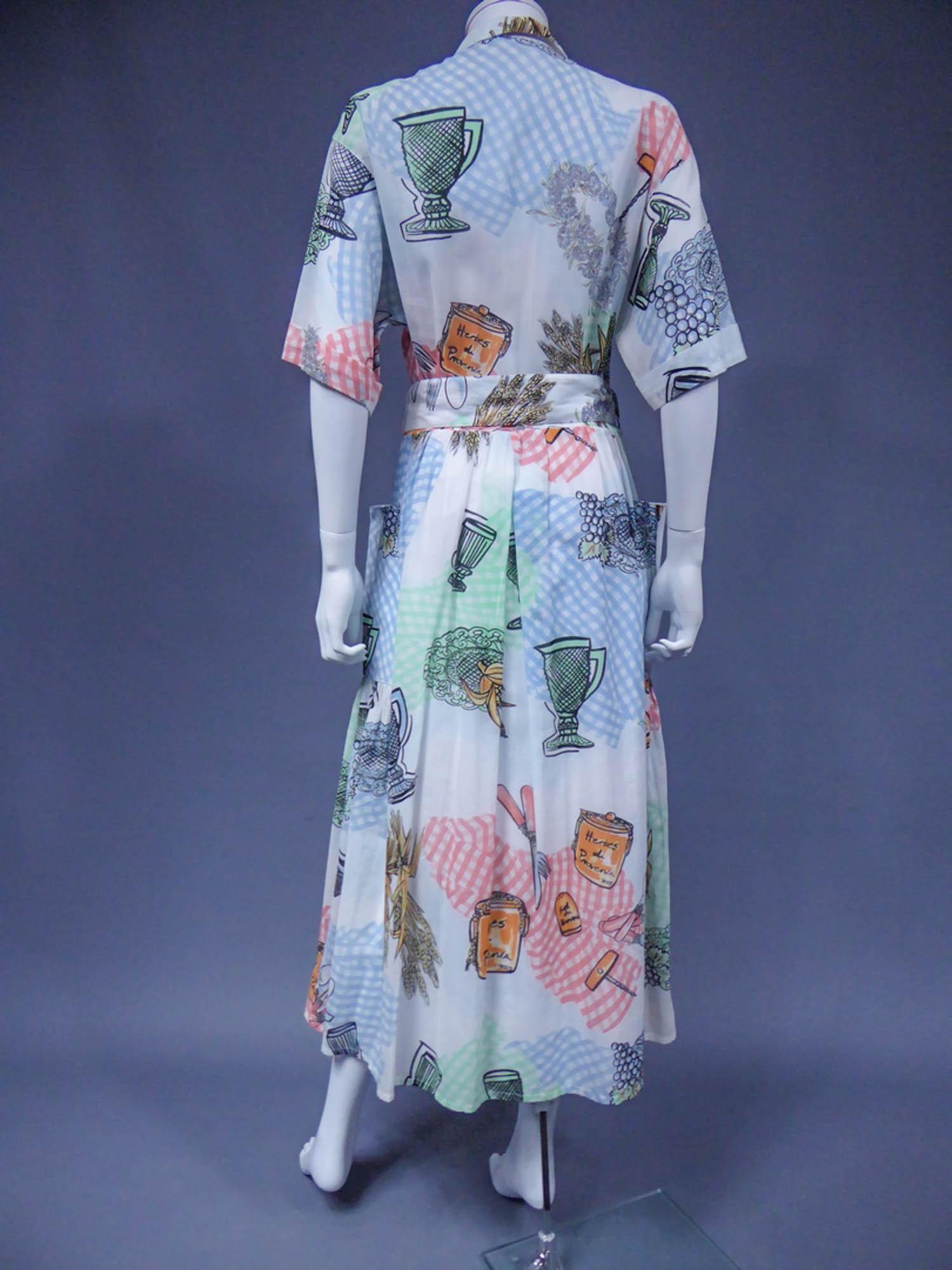 Louis Féraud Kleid aus bedrucktem Polyamide, ca. 1970 im Angebot 3