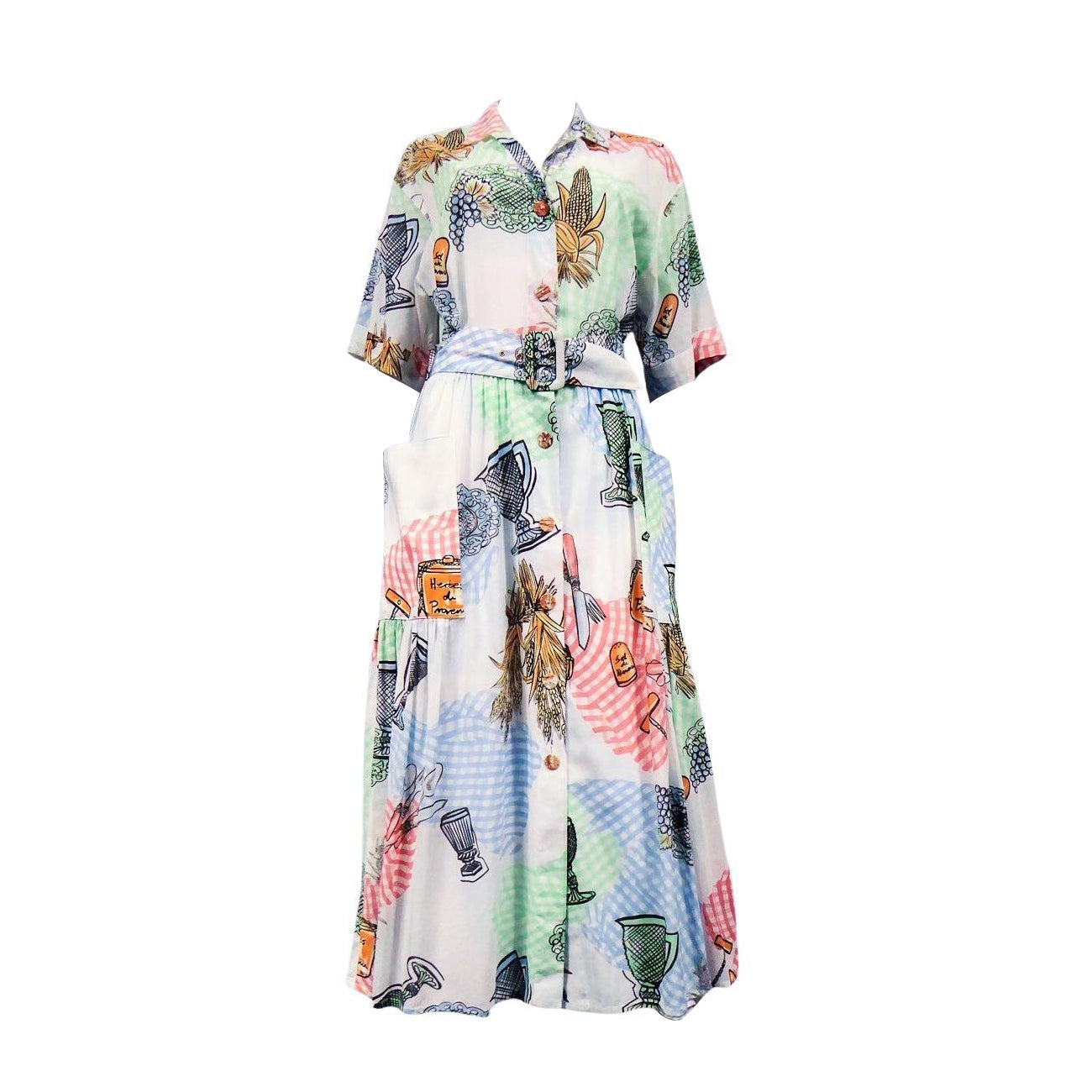 A Louis Féraud Dress in Printed Polyamide Circa 1970