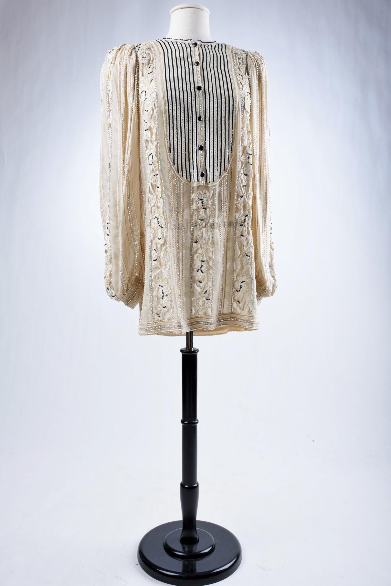 A Louis Féraud Sequin and rhinestone embroidered tunic dress - Fall 1984-1985 For Sale 8
