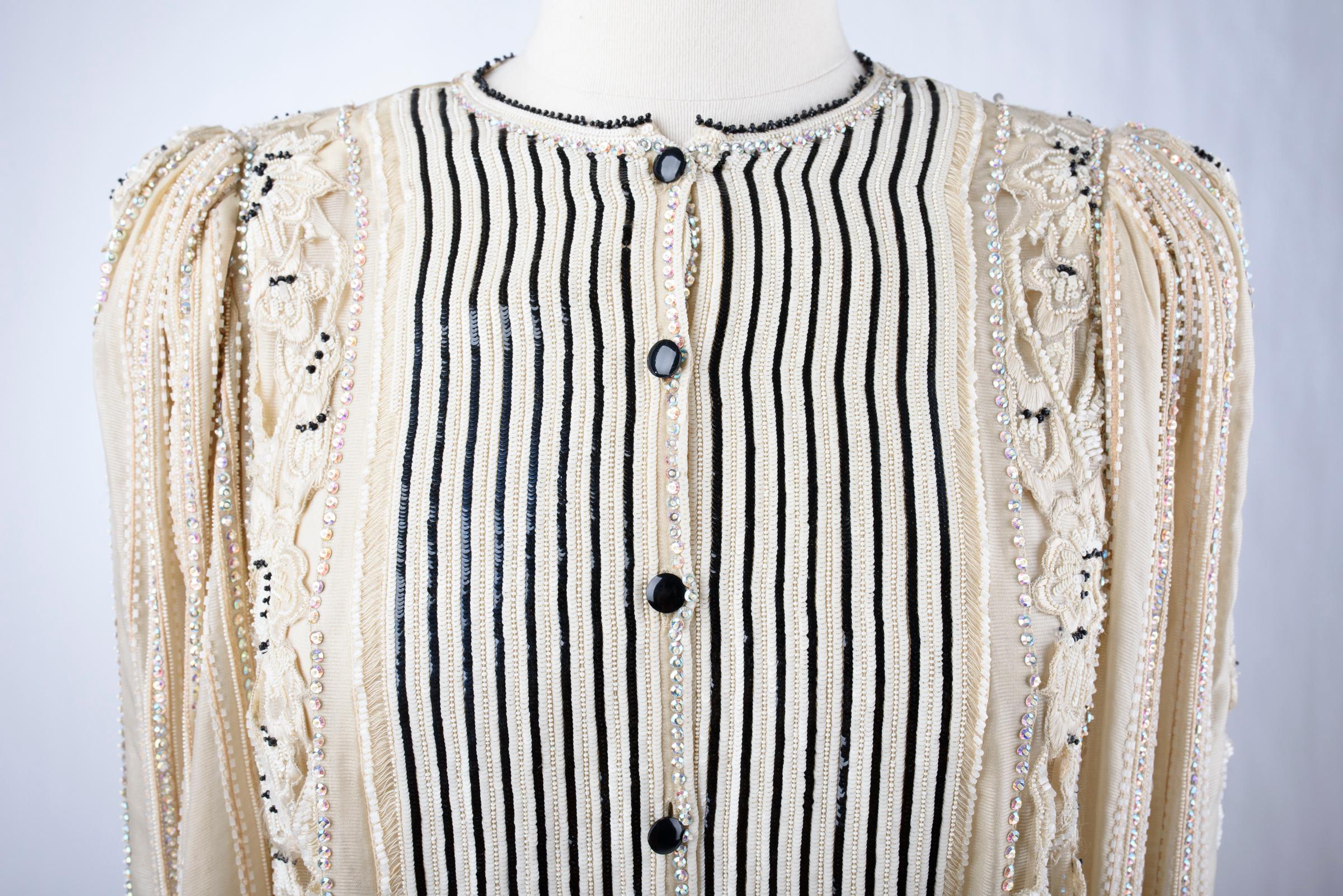Women's A Louis Féraud Sequin and rhinestone embroidered tunic dress - Fall 1984-1985 For Sale