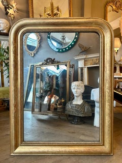 A Louis Philippe Antique French Gold Gilt Dome Top Mirror