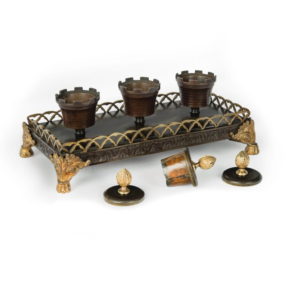 French A Louis Philippe bronze and ormolu desk set For Sale
