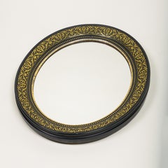 Louis Philippe Ebonized and Brass Round Mirror