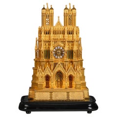 Louis Philippe Gilt-Bronze 'Reims Cathedral' Mantel Clock, Attributed to Bavoz