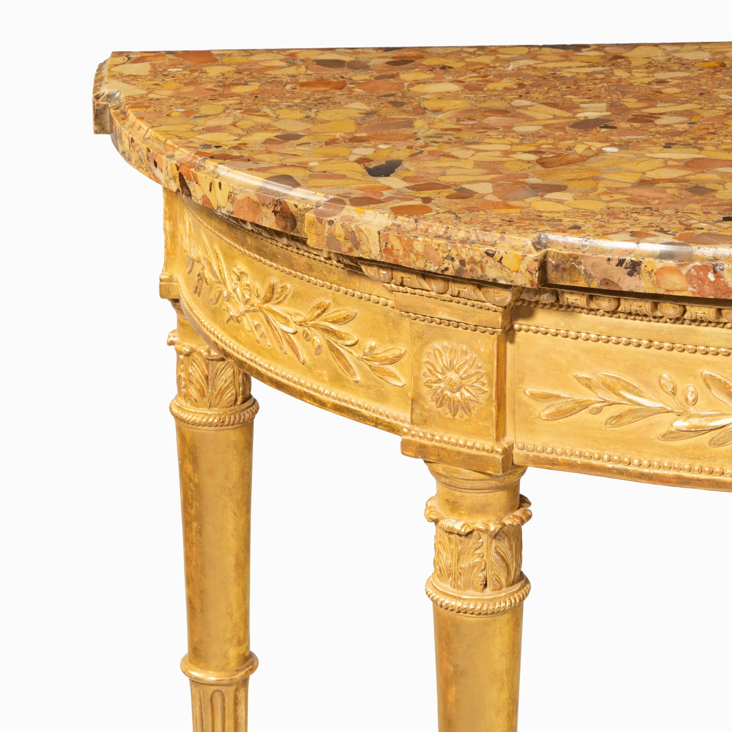 Louis Philippe Giltwood Demi-Lune Console Table 4
