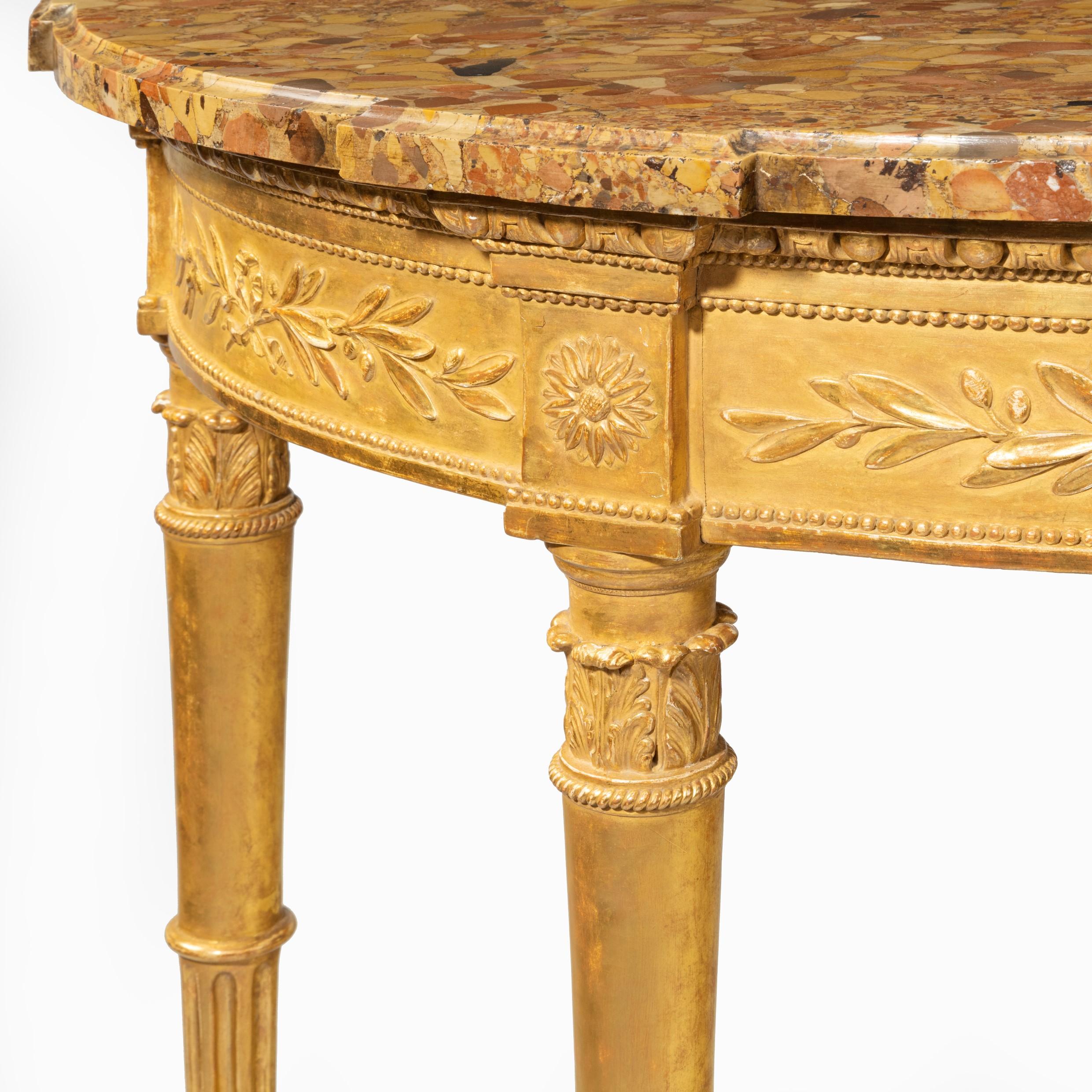 Louis Philippe Giltwood Demi-Lune Console Table 3