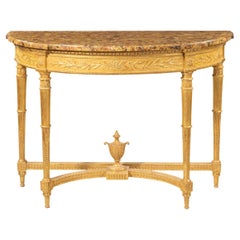 Louis Philippe Giltwood Demi-Lune Console Table