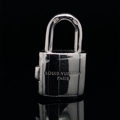 Louis Vuitton 18 Karat White Gold Padlock Charm with Chain