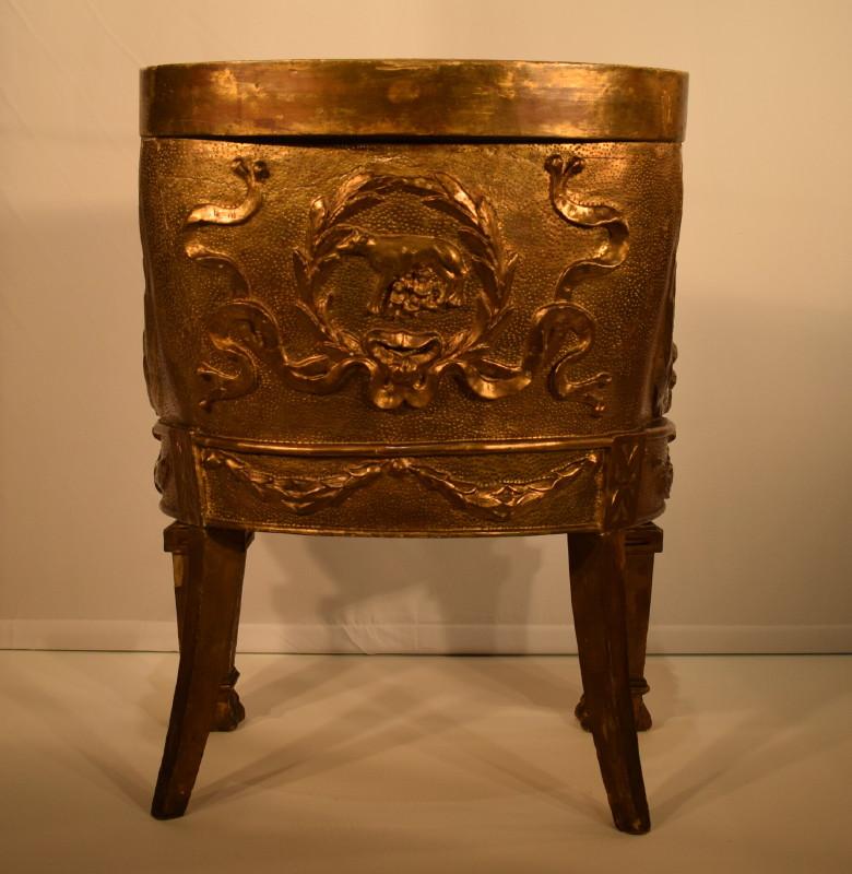 French Louis XIV Style Giltwood Barrel Back Lion Chair