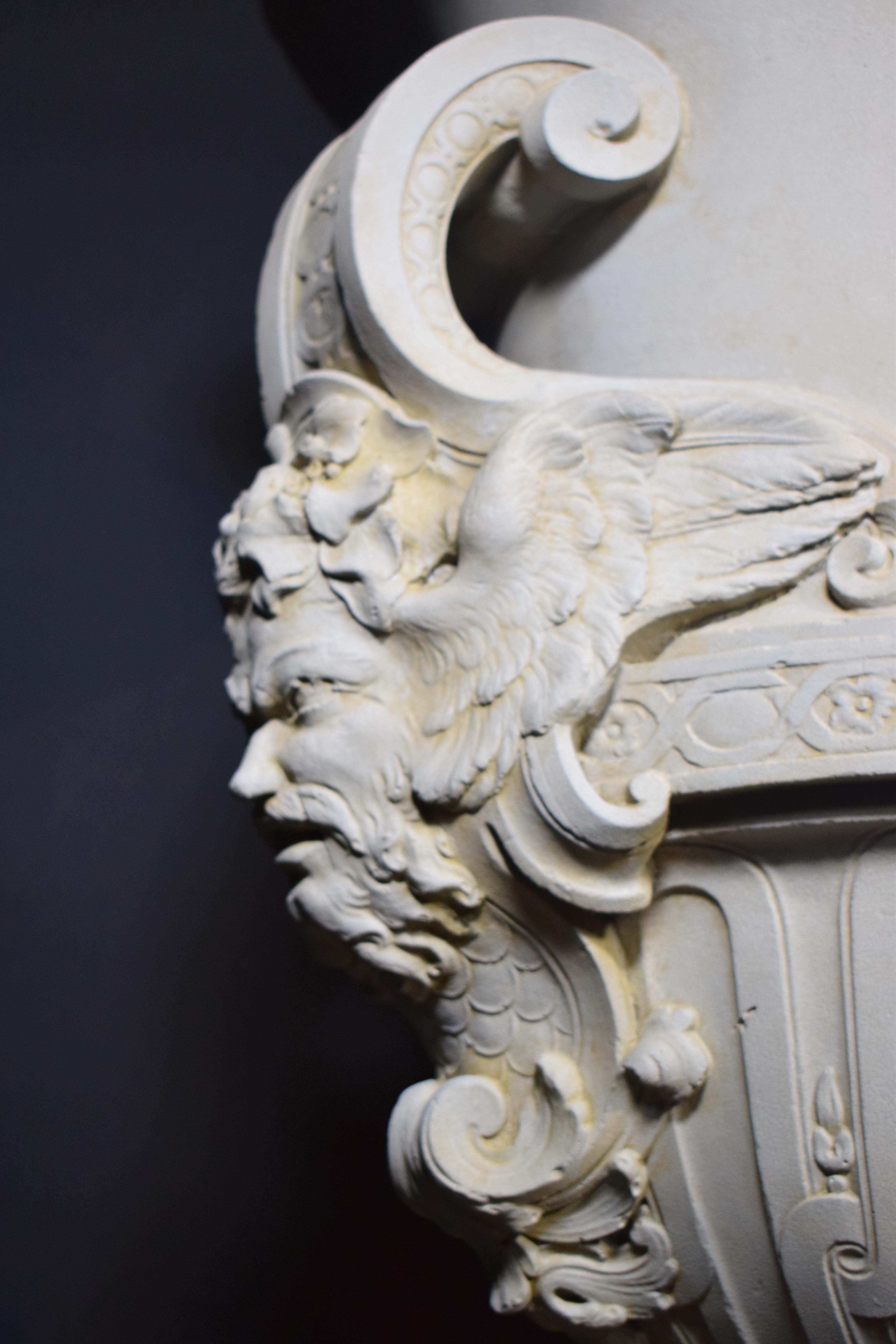 Composition Louis XIV Style Lidded Urn on Pedestal For Sale