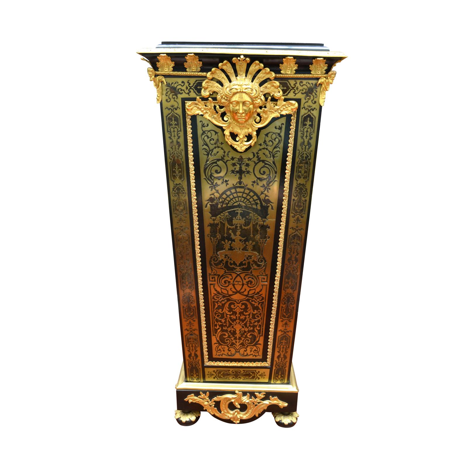 Louis XV Boulle Pedestal Clock, Movement Signed Duval, Paris 4