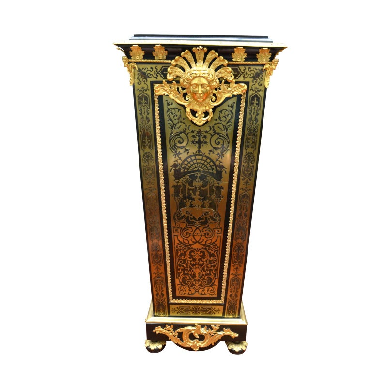 Louis XV Boulle Pedestal Clock, Movement Signed Duval, Paris at 1stDibs